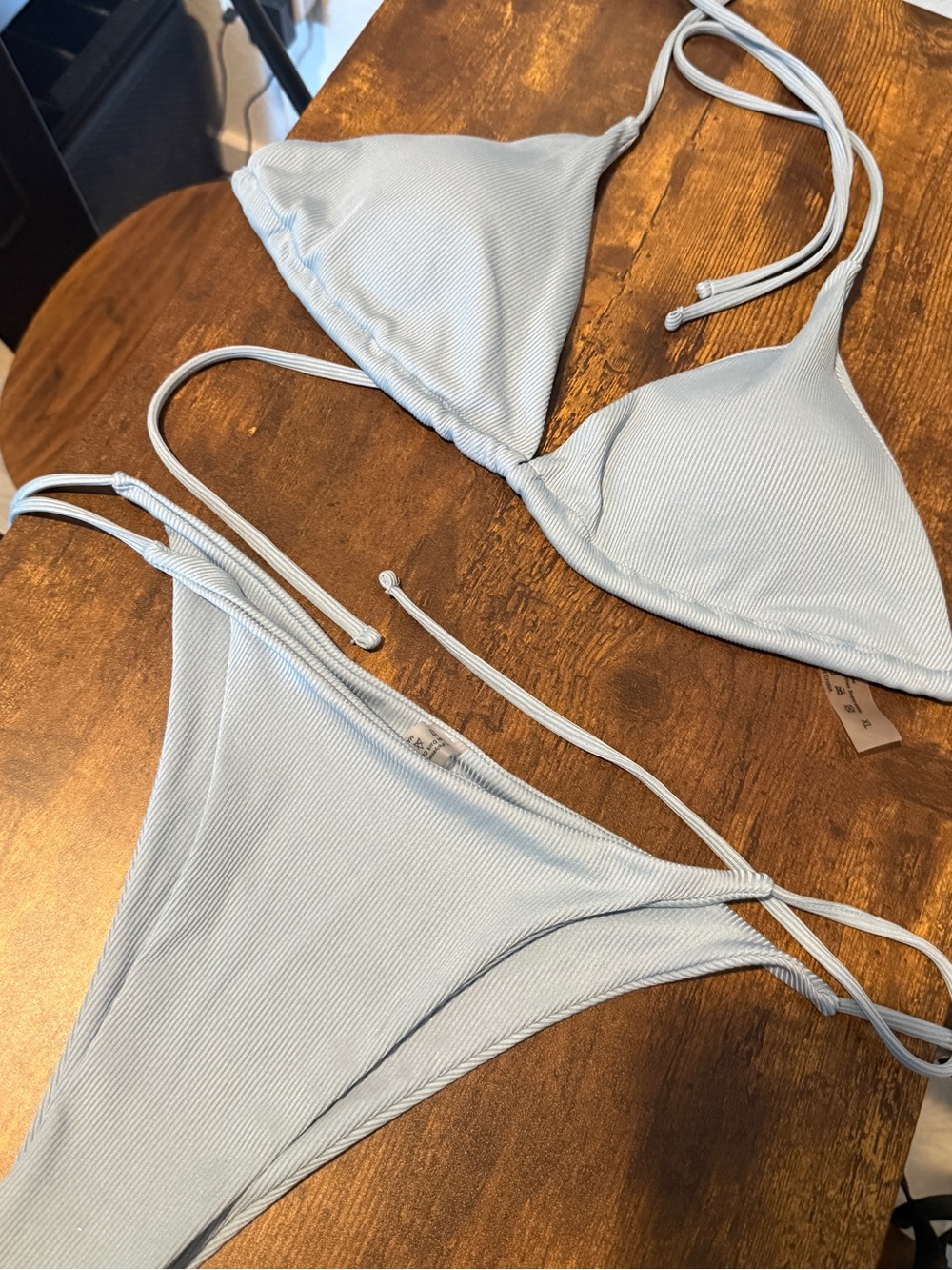 Light Blue Triangle String Bikini Set - Women's Swim